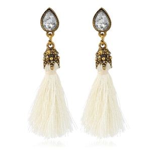 Ivory and gold Rhinestone Tassel earrings